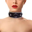 Ошейник из натуральной кожи со стразами и кольцом Art of Sex -  Collar Ring photo 1