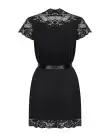 Сатиновый открытый пеньюар на поясе Obsessive 810-PEI–1 peignoir black L/XL, черный photo 4