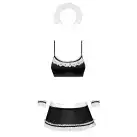 Атласный эротический костюм горничной Obsessive Maid set S/M, black, топ, юбка, стринги, манжеты photo 3