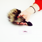 Анальная пробка с черно-бежевым хвостиком, 7смХ2,7см photo 5